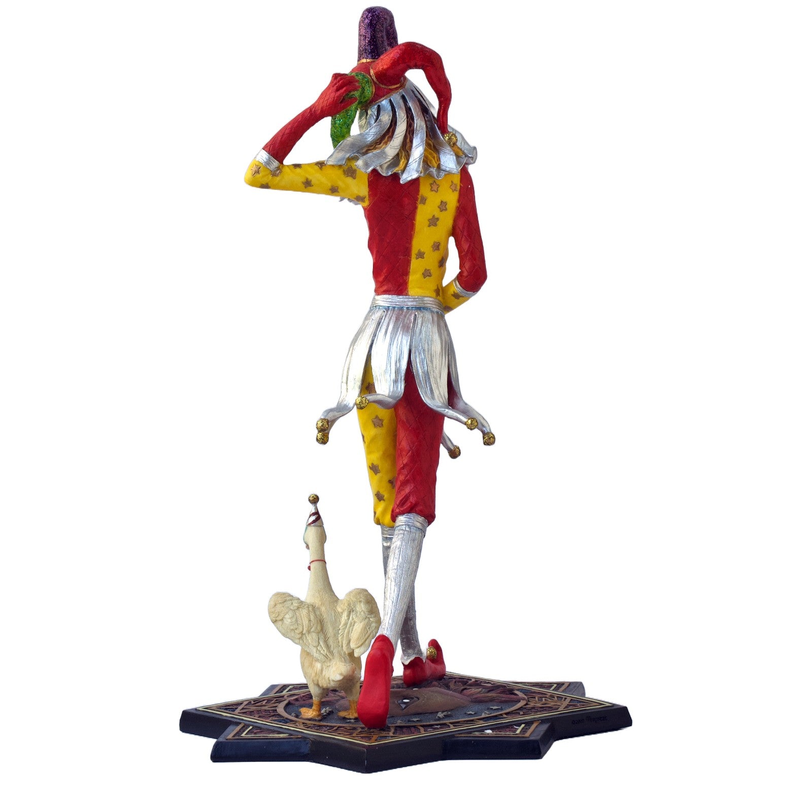 Jester Clown with Duck Figurine. Clown Statue. Jester Sculpture