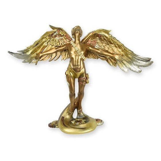 Resin Steampunk Figurine of Icarus with Golden Wings, Mythology & Deit