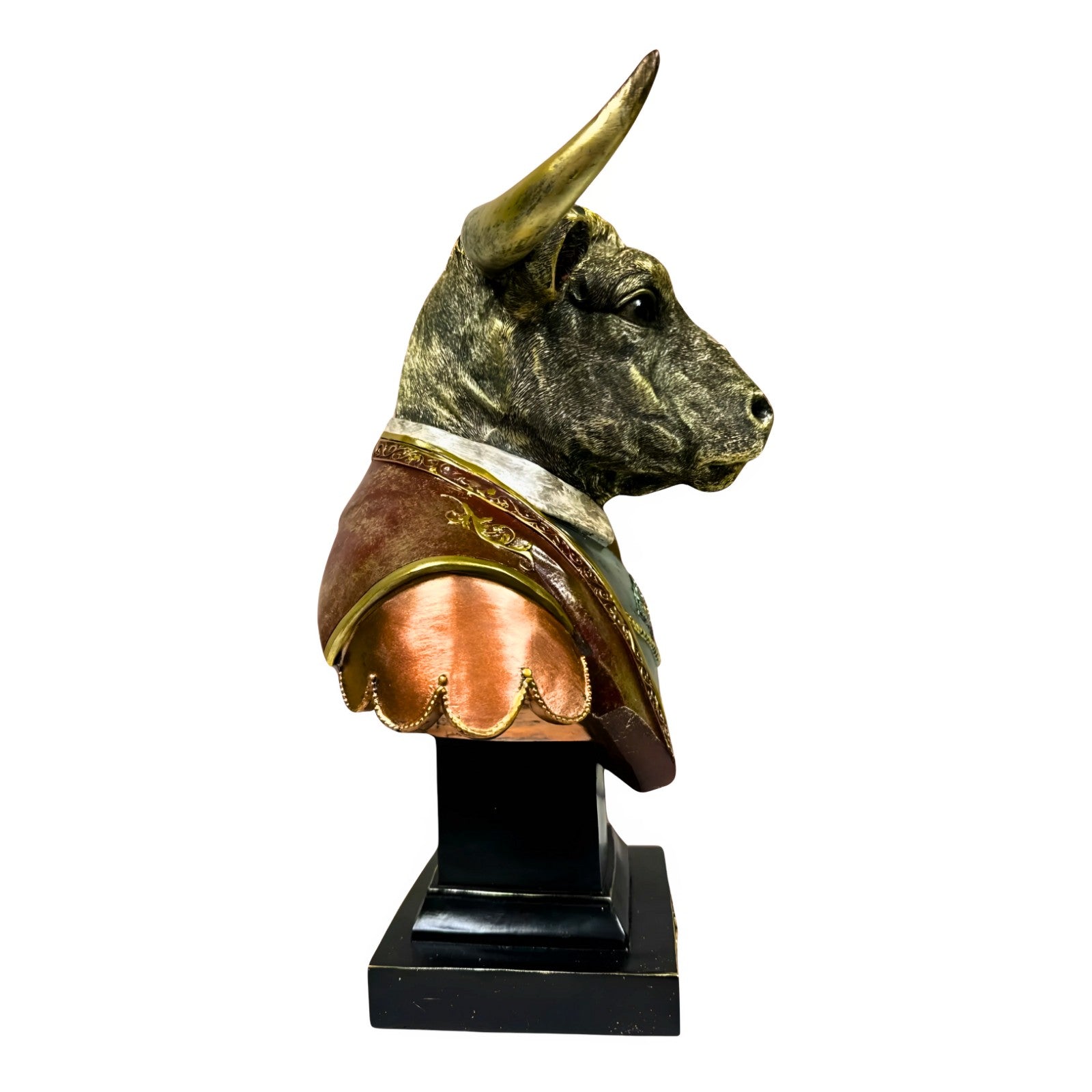 Resin Figurine of an Ox in Regal Attire – Animal Bust Sculpture