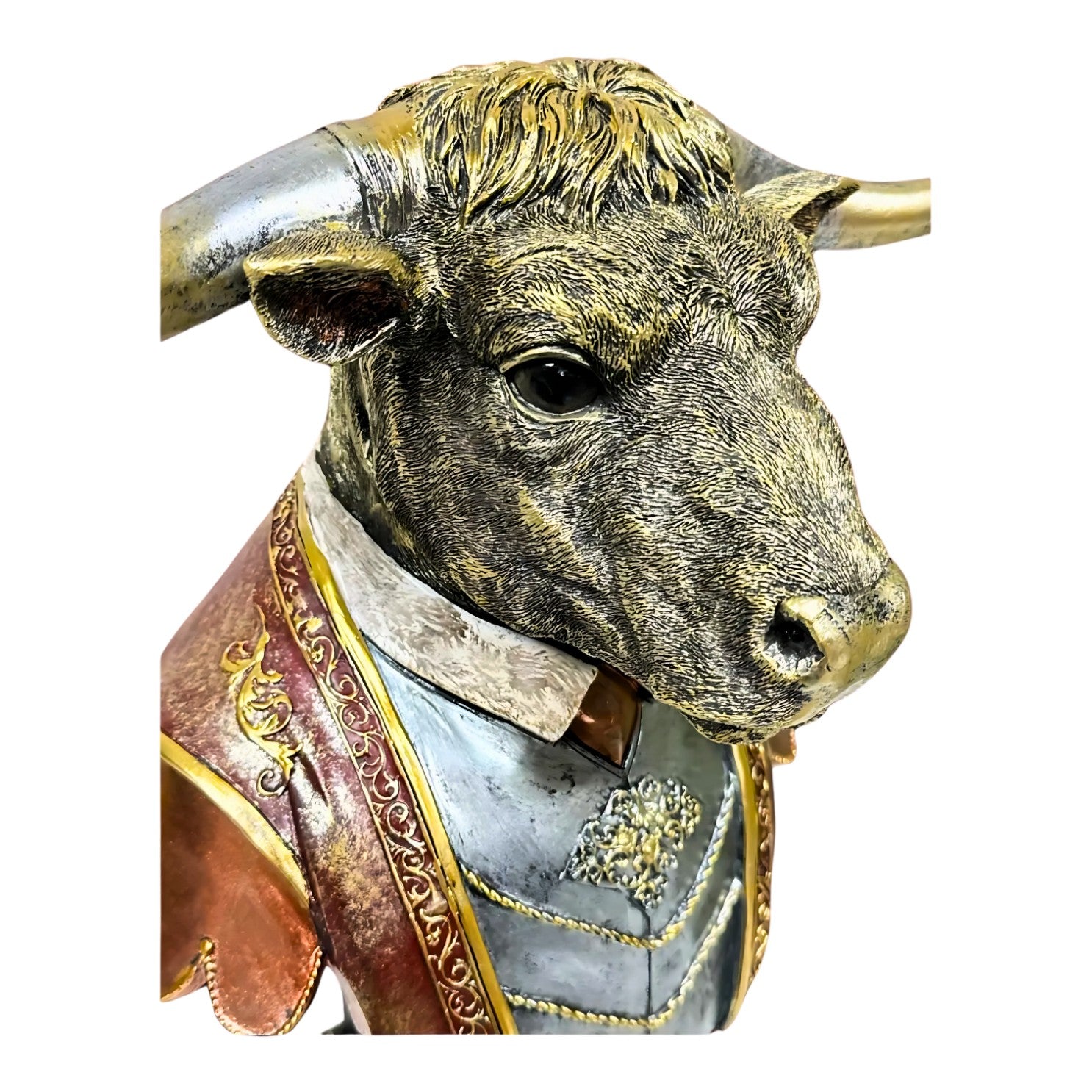 Resin Figurine of an Ox in Regal Attire – Animal Bust Sculpture