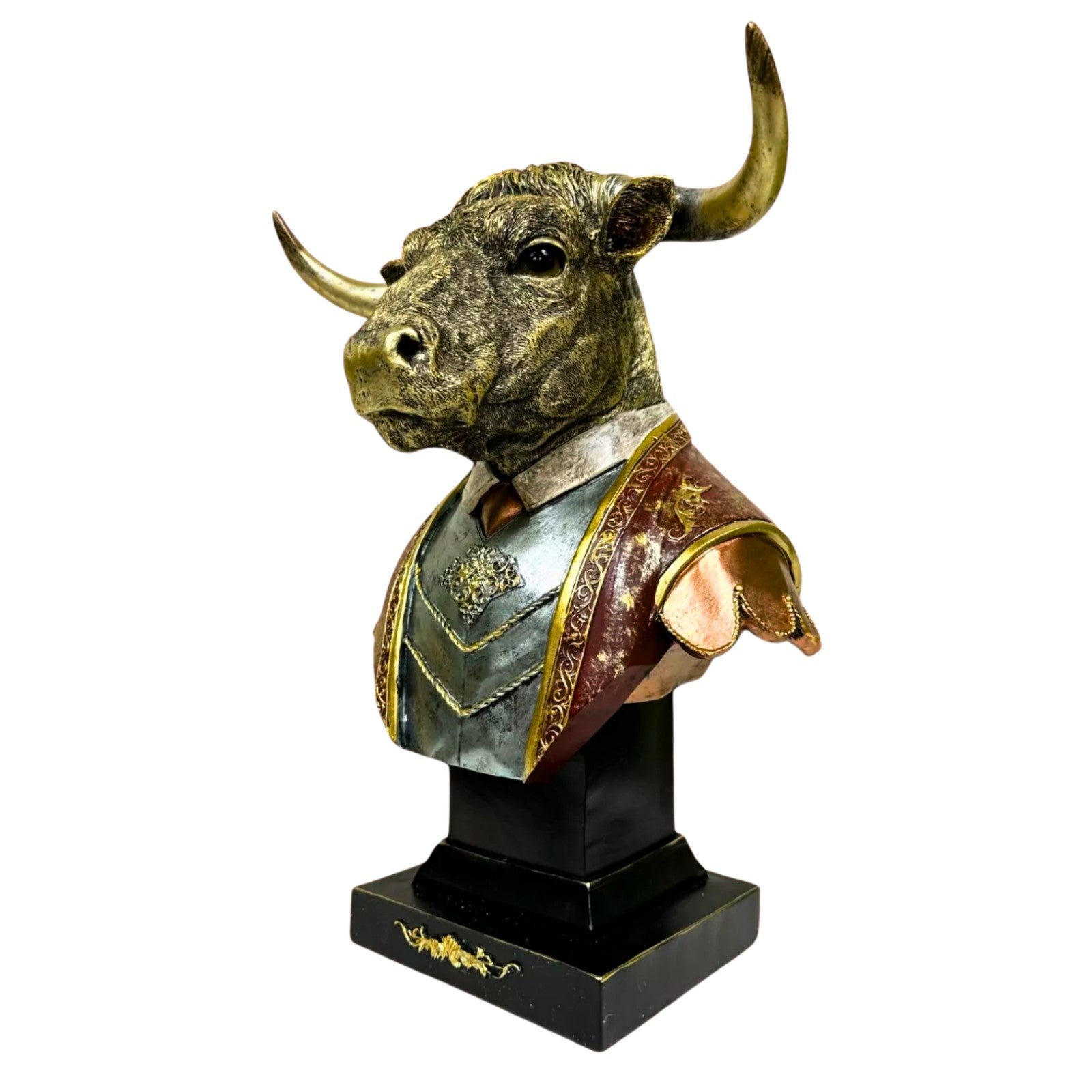 Resin Figurine of an Ox in Regal Attire – Animal Bust Sculpture