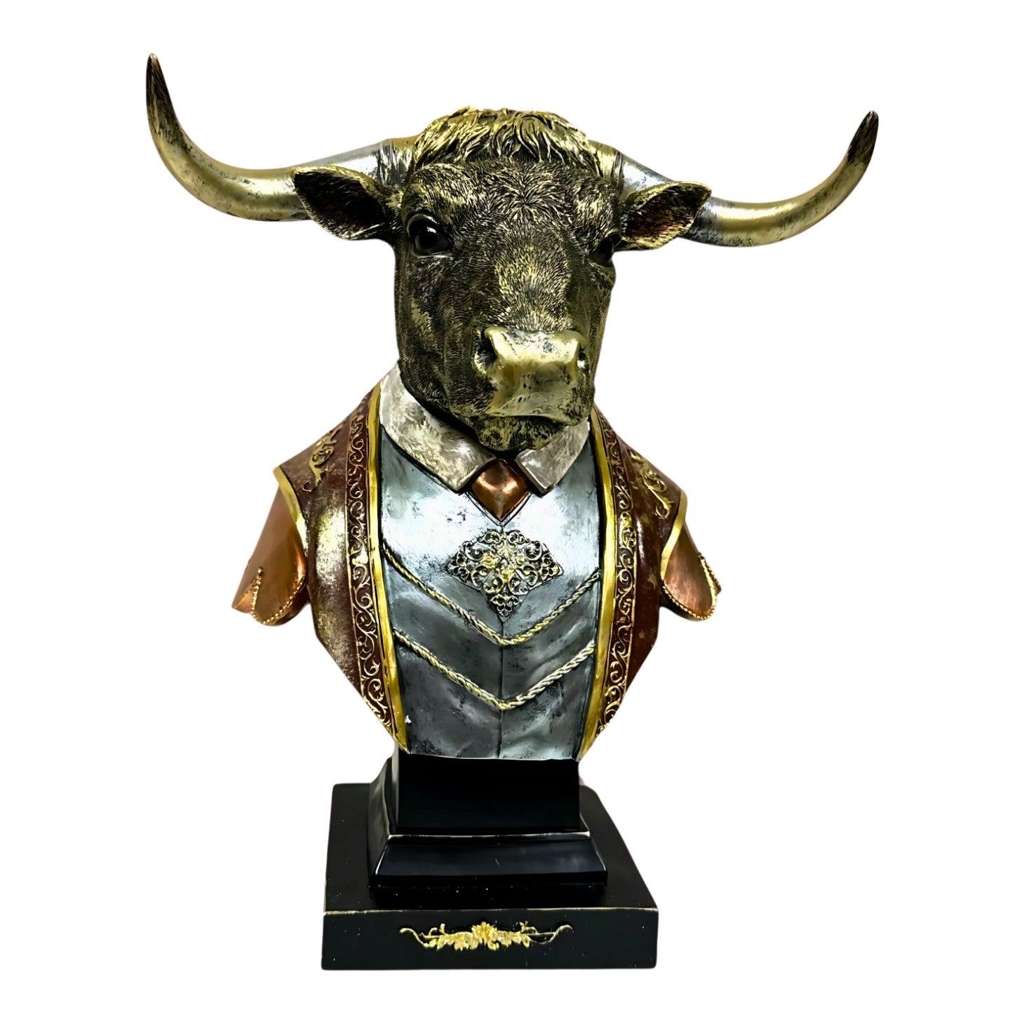 Resin Figurine of an Ox in Regal Attire – Animal Bust Sculpture
