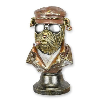 Resin Bust of English Bulldog with Cigar – Cool Dog Sculpture