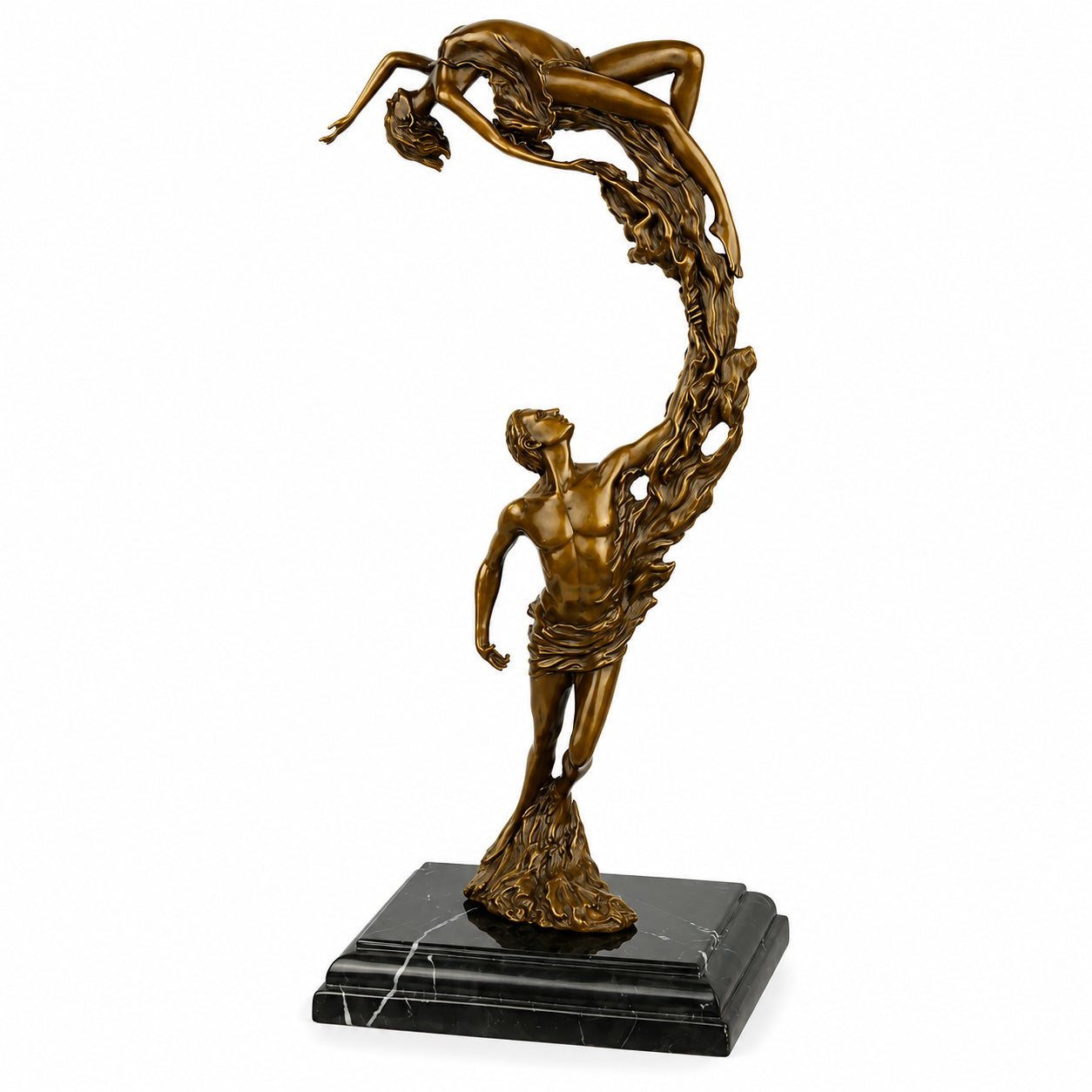 Ascending Lovers Sculpture | Handcrafted Bronze Decor | Gift Idea