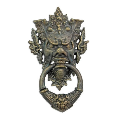Guardian Demon Face Door Knocker | Handcrafted Cast Iron Decor