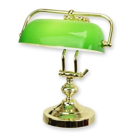 Green Banker Desk Lamp | Handcrafted Brass Decor | Gift Idea