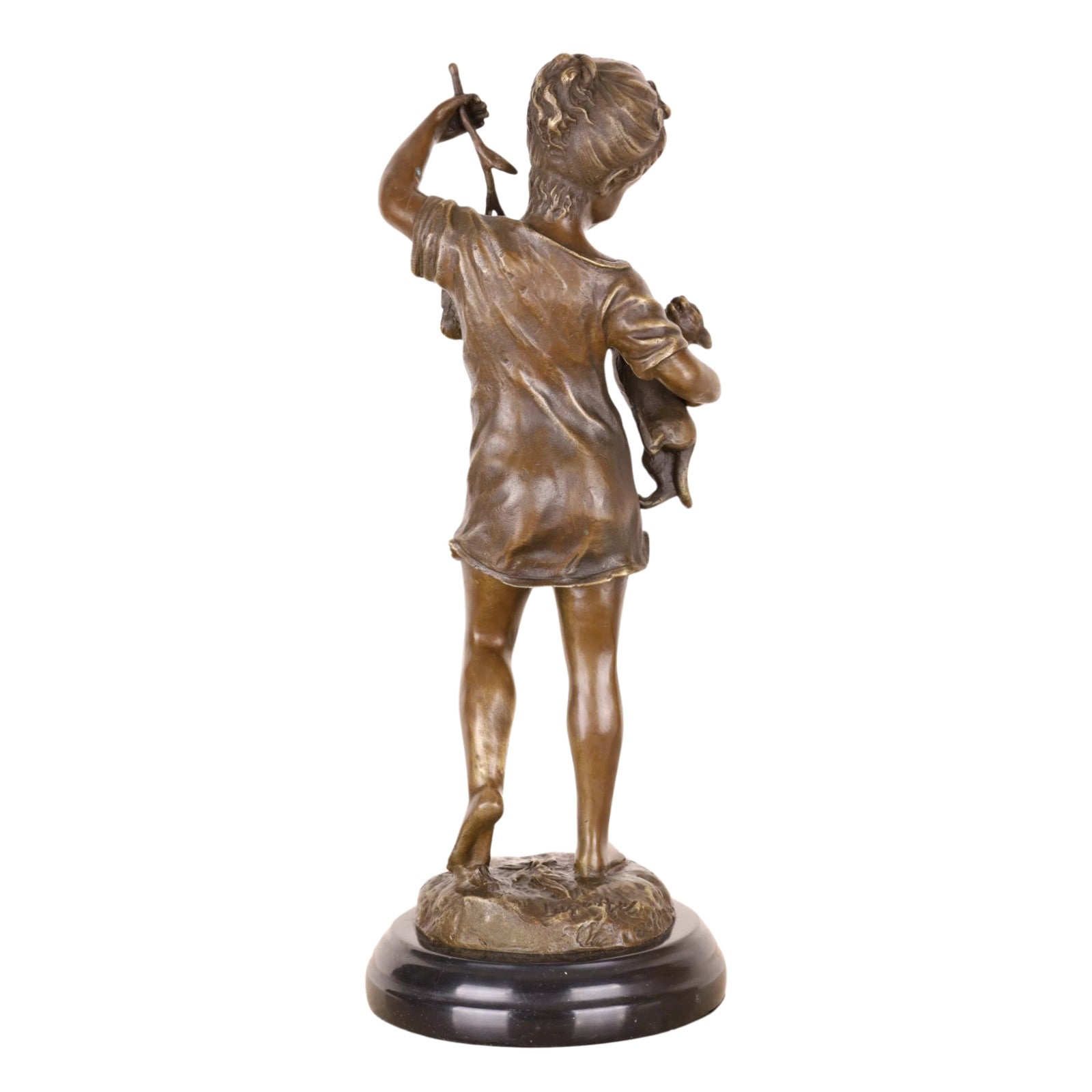 Bronze Sculpture of a Young Girl Playing with a Cat, Animal Sculptures