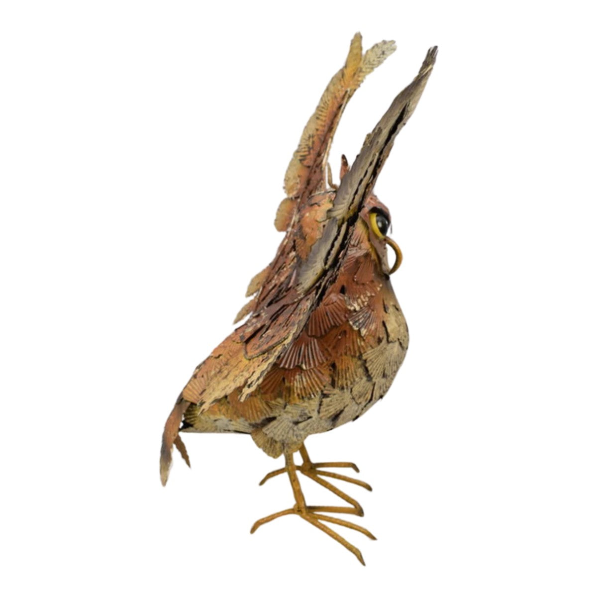 Metal Owl Sculpture with Spread Wings – Rustic Garden or Wall Decor