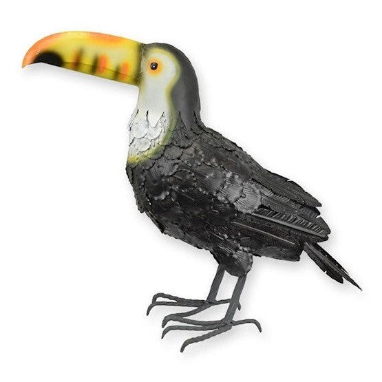 Hand-Painted Metal Toucan Sculpture – Colorful Tropical Bird Decor