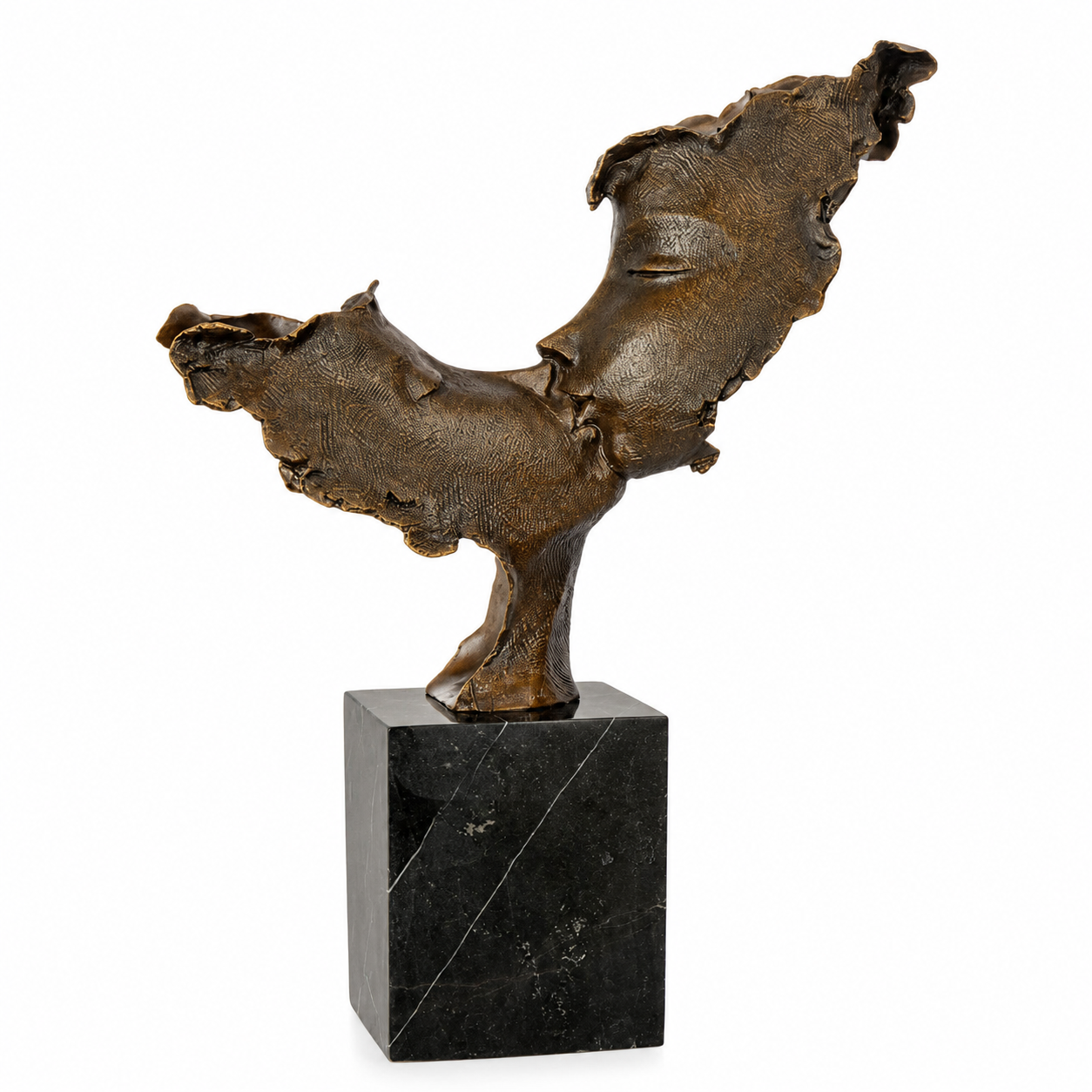 Bronze Sculpture of Two Faces Kissing | Figurines & Statues