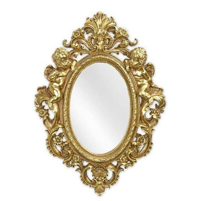 Cherub Oval Wall Mirror | Handcrafted Resin Decor