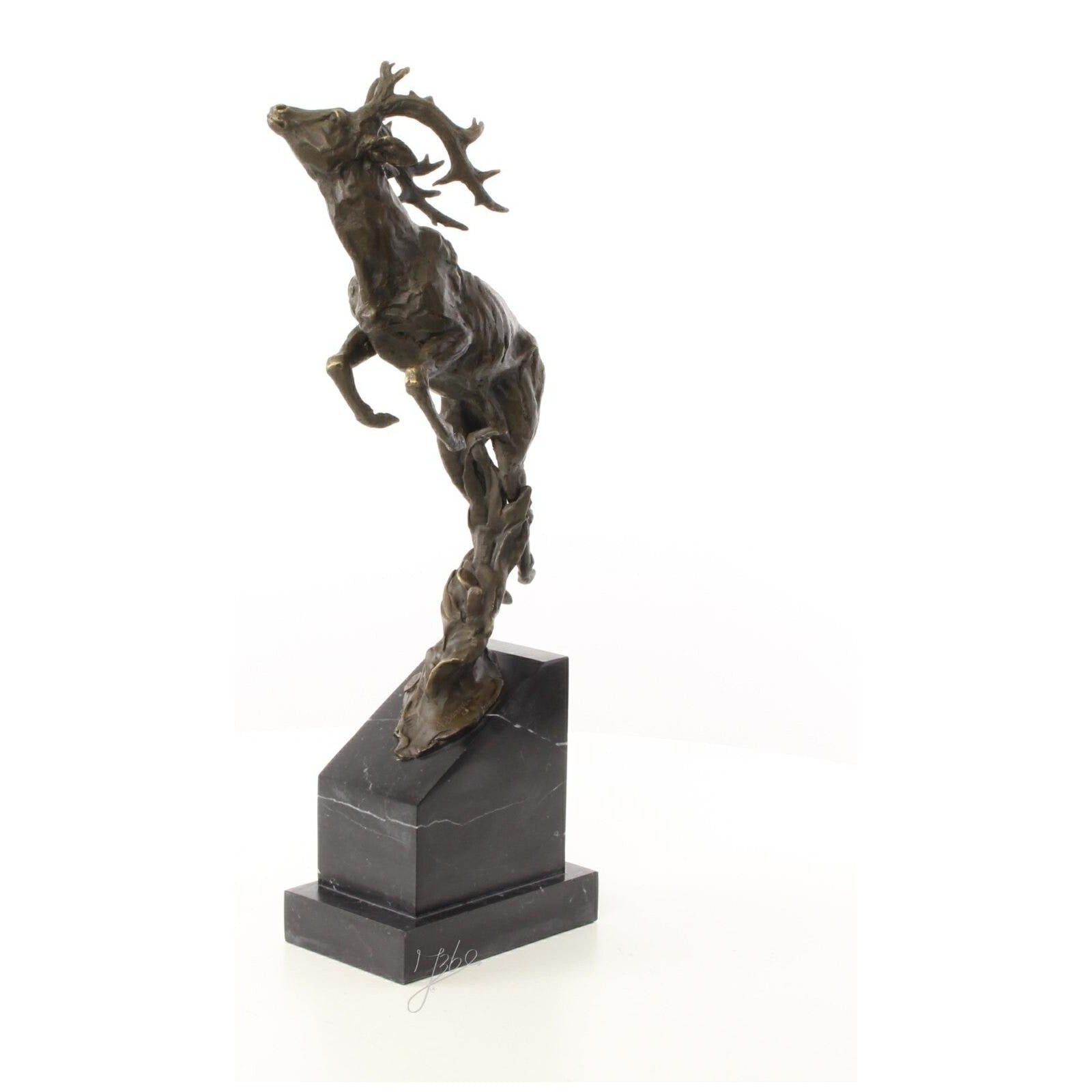 Leaping Stag Sculpture | Handcrafted Bronze Decor