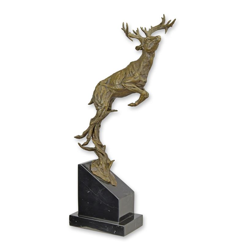 Leaping Stag Sculpture | Handcrafted Bronze Decor