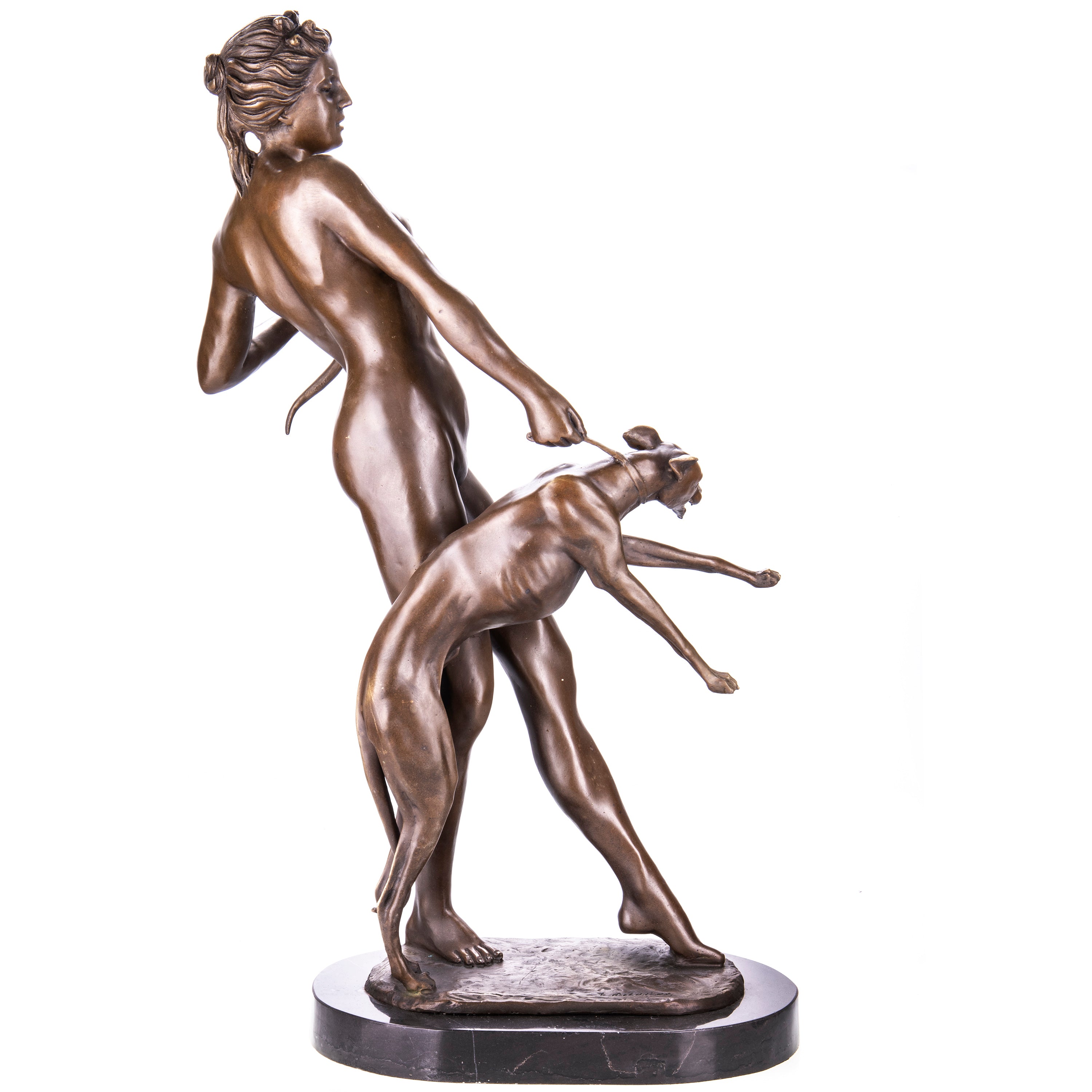 Diana with Hunting Hound | Handcrafted Bronze Decor