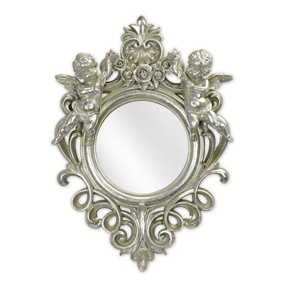 Cherub Oval Wall Mirror | Handcrafted Resin Decor