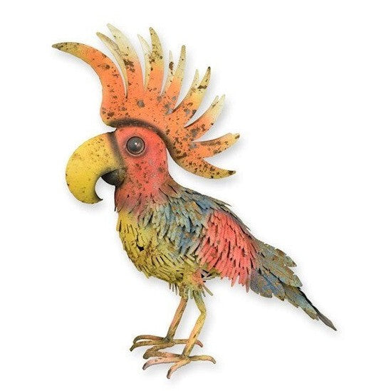 Colorful Metal Cockatoo Bird Sculpture – Garden or Wall Art