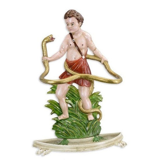 Infant Saint with Serpent Figurine | Handcrafted Porcelain Decor