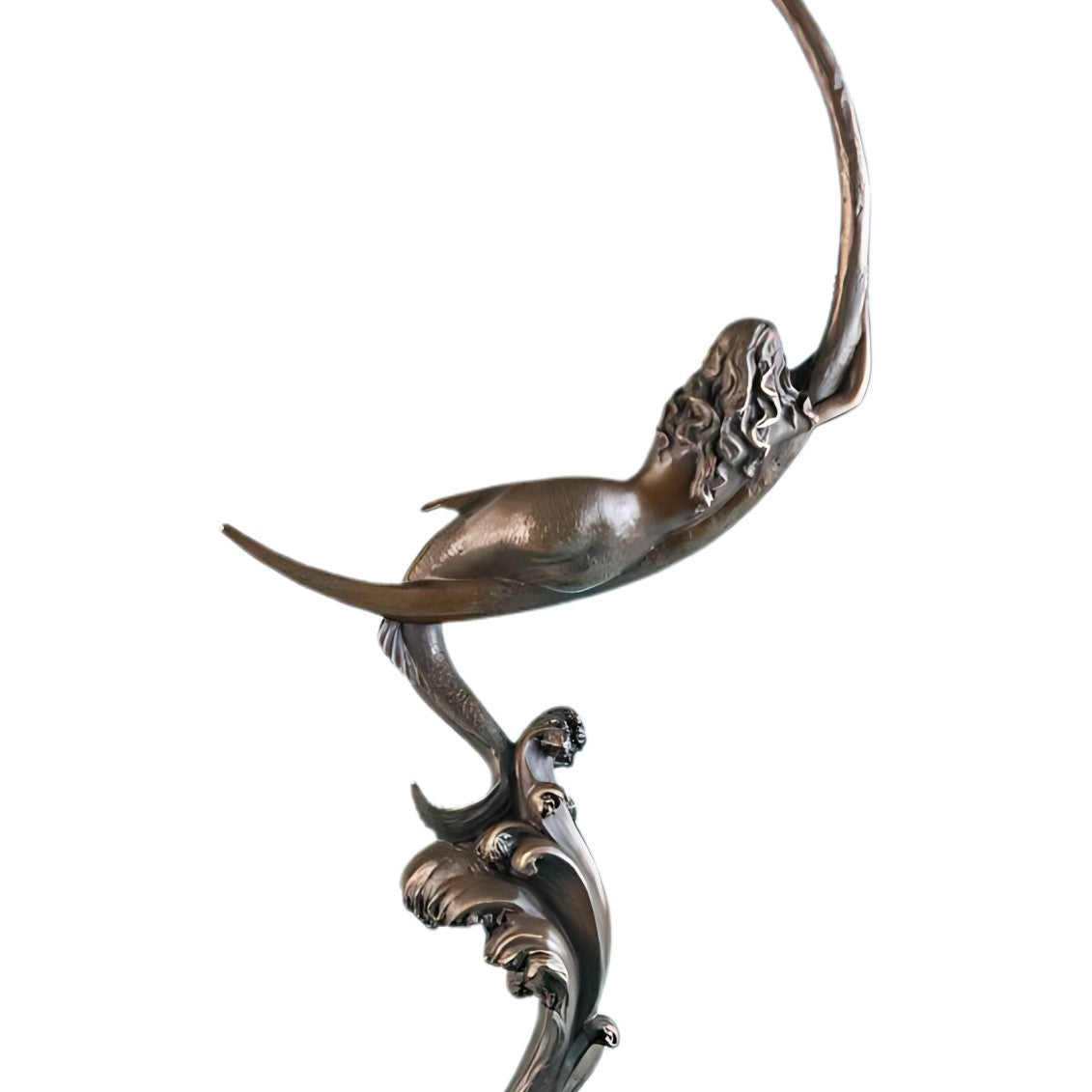 Bronze Mermaid on Crescent Moon | Curios & Collectibles