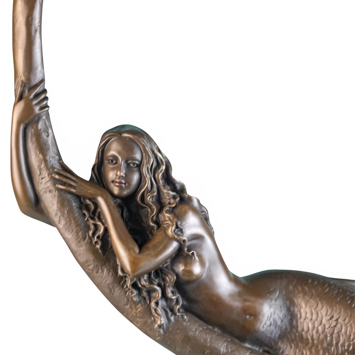 Bronze Mermaid on Crescent Moon | Curios & Collectibles