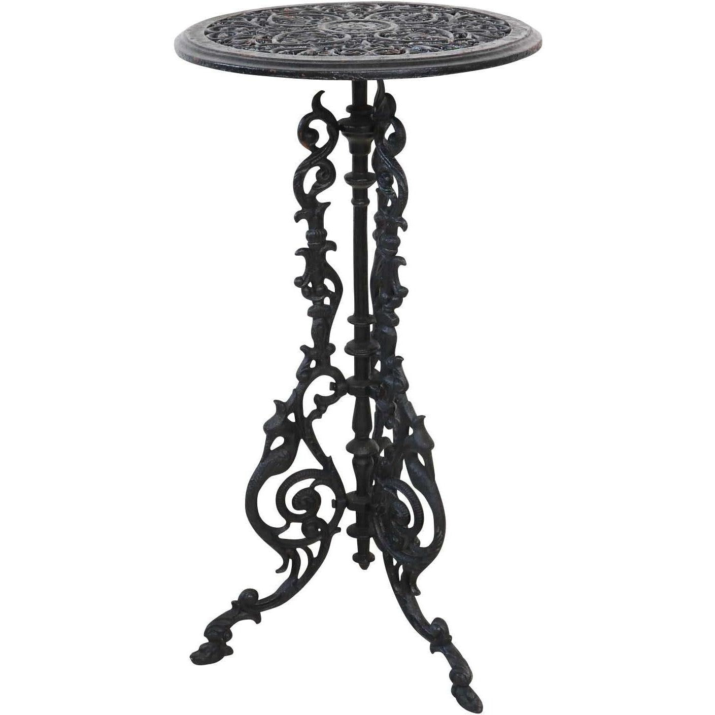 Vintage Style Black Cast Iron Plant Table – Ornate Garden Stand