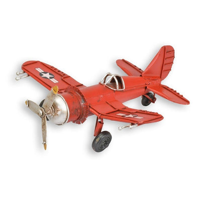 Red Tin Spitfire Fighter Plane Model – Vintage Metal Aircraft