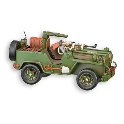 Vintage Tin Willys Jeep Model – Military Green Metal Collectible