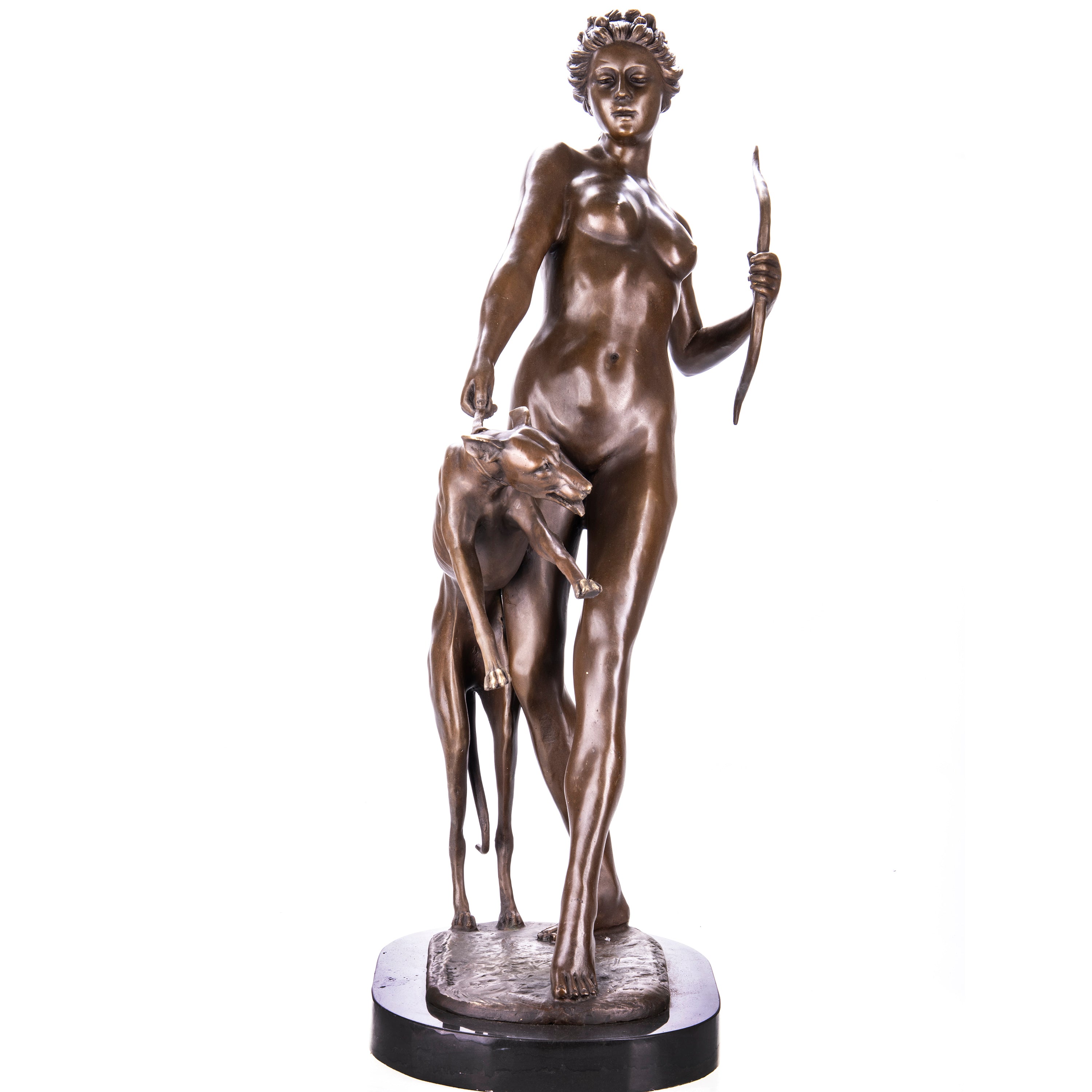 Diana with Hunting Hound | Handcrafted Bronze Decor
