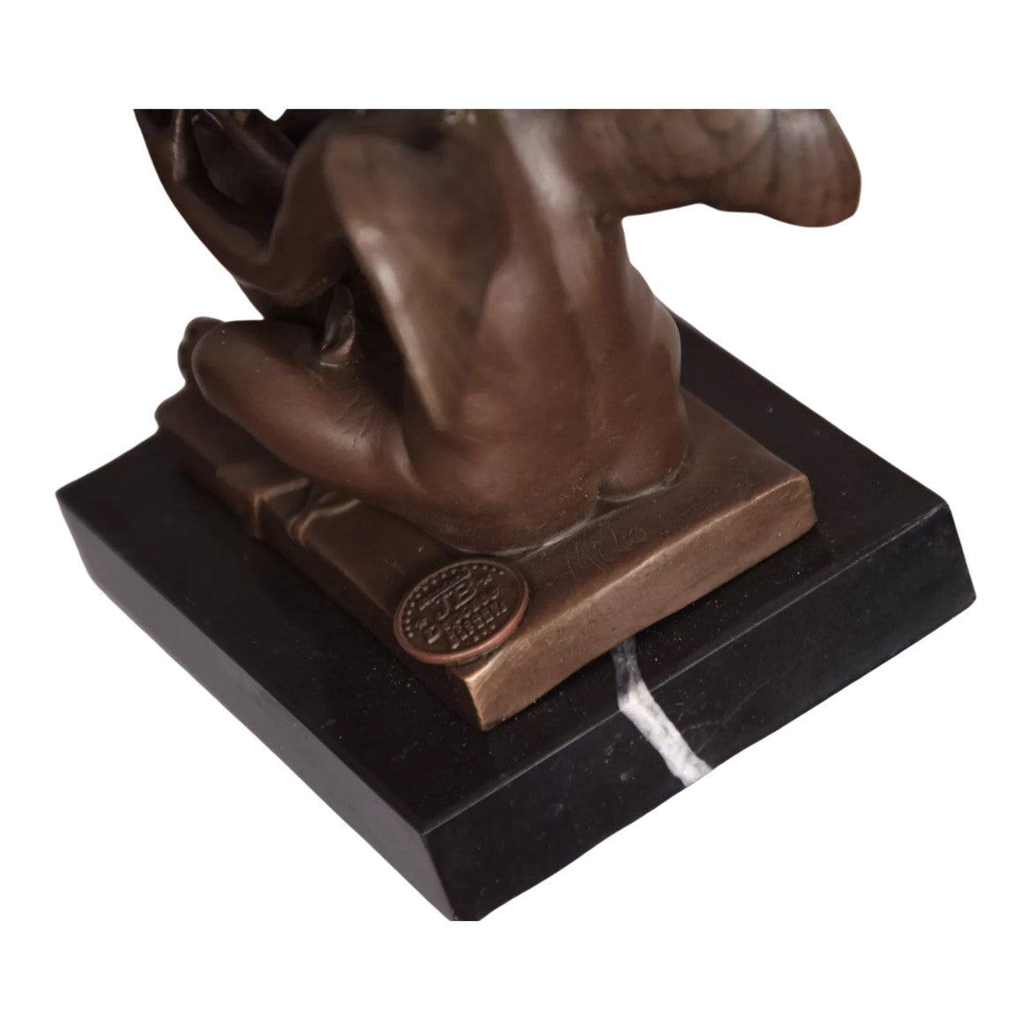 Bronze Sculpture of a Sitting Angel Playing the Lyre, Mythology & Deit