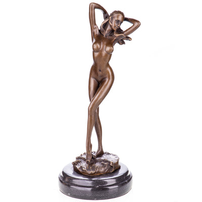 Standing Nude Woman Statue | Handcrafted Bronze Decor