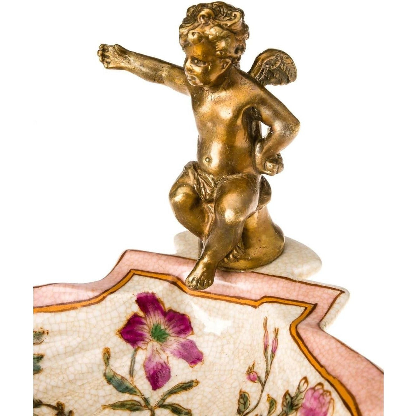 Cherub Floral Serving Bowl | Handcrafted Bronze Decor | Gift Idea