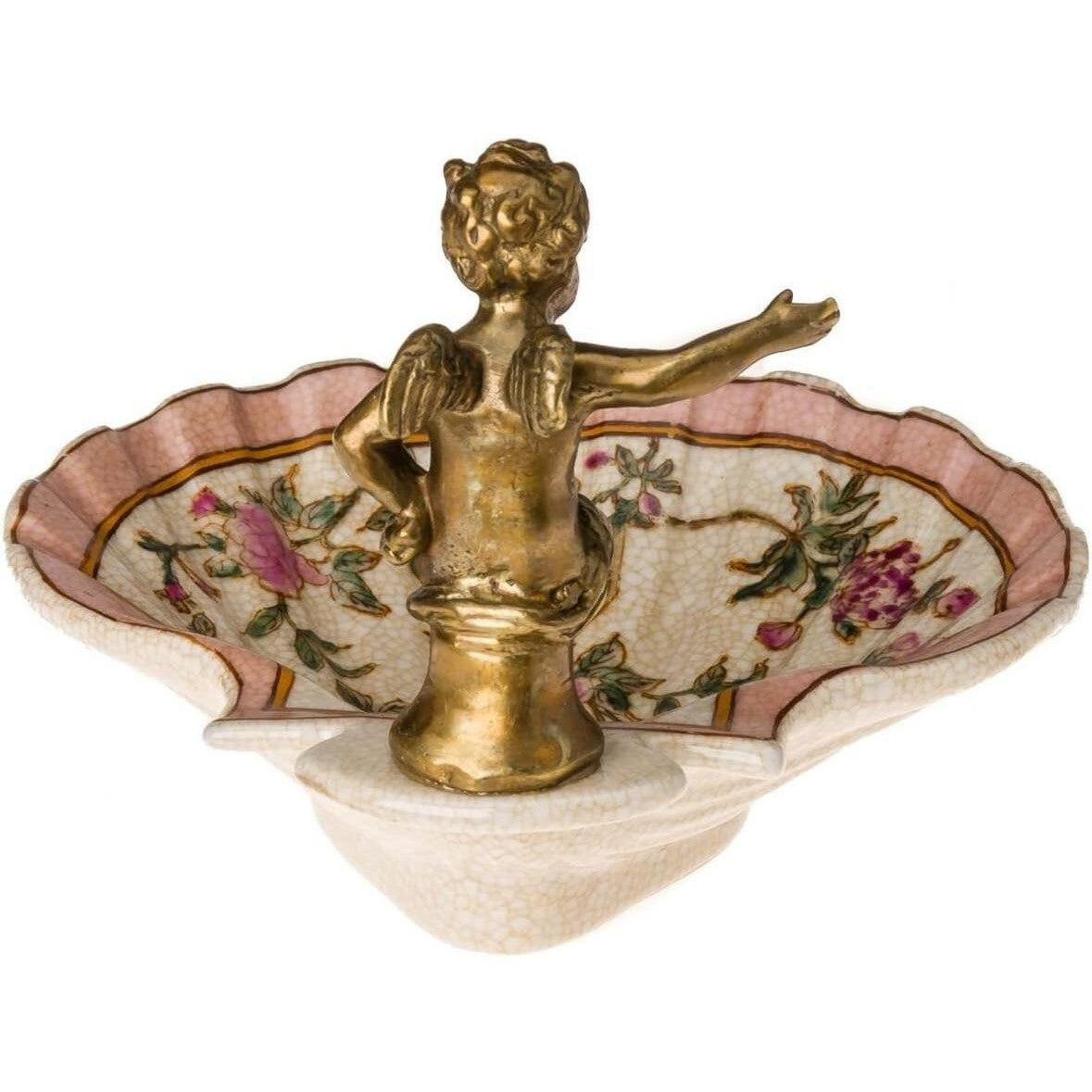 Cherub Floral Serving Bowl | Handcrafted Bronze Decor | Gift Idea