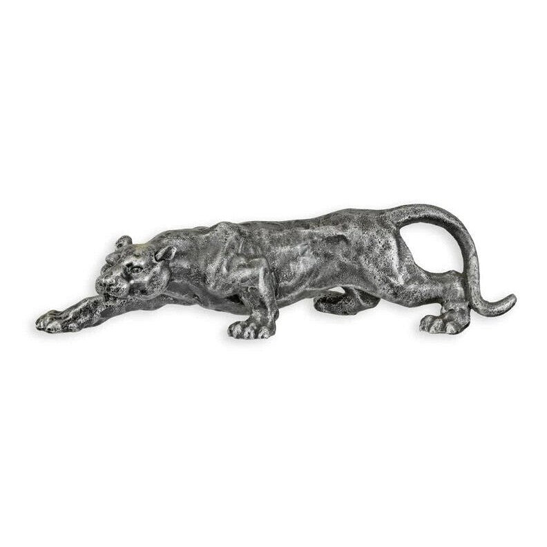 Cast Iron Sculpture of a Panther Silver. Office Decor, Animal Sculptur
