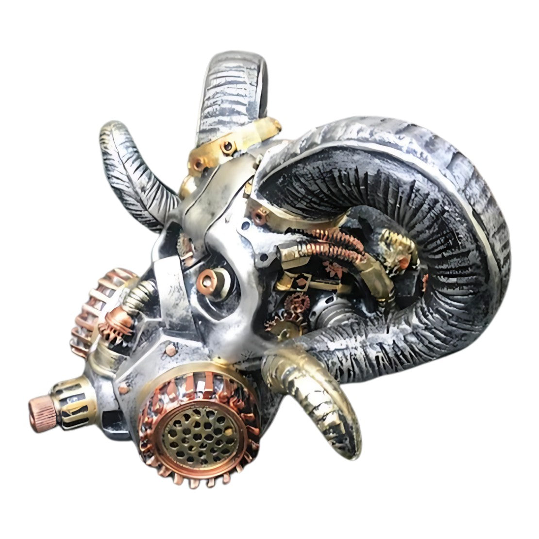 Steampunk Ram Gas Mask Wall Plaque | Handcrafted Resin Decor | Unique Home Accen