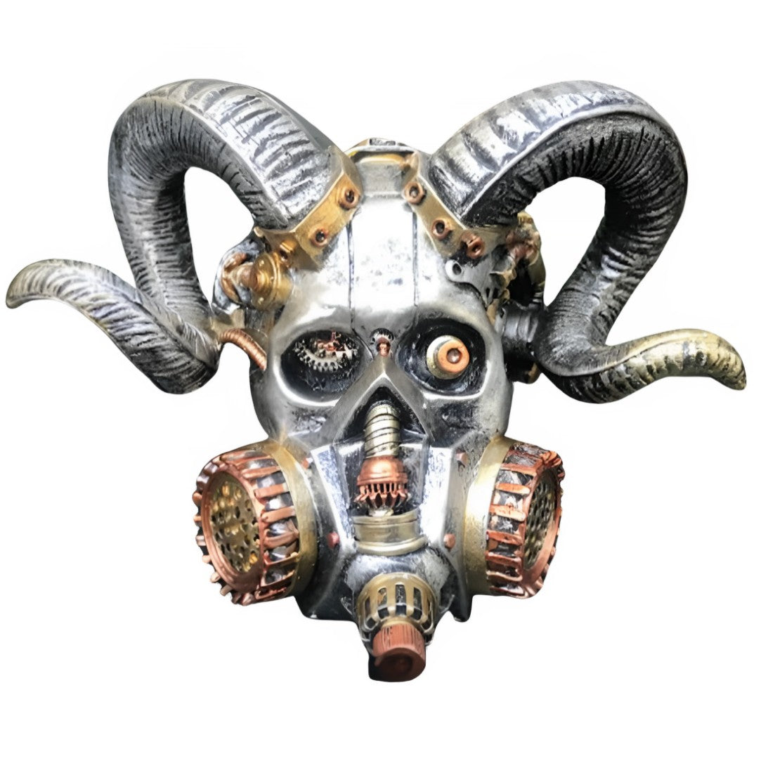 Steampunk Ram Gas Mask Wall Plaque | Handcrafted Resin Decor | Unique Home Accen