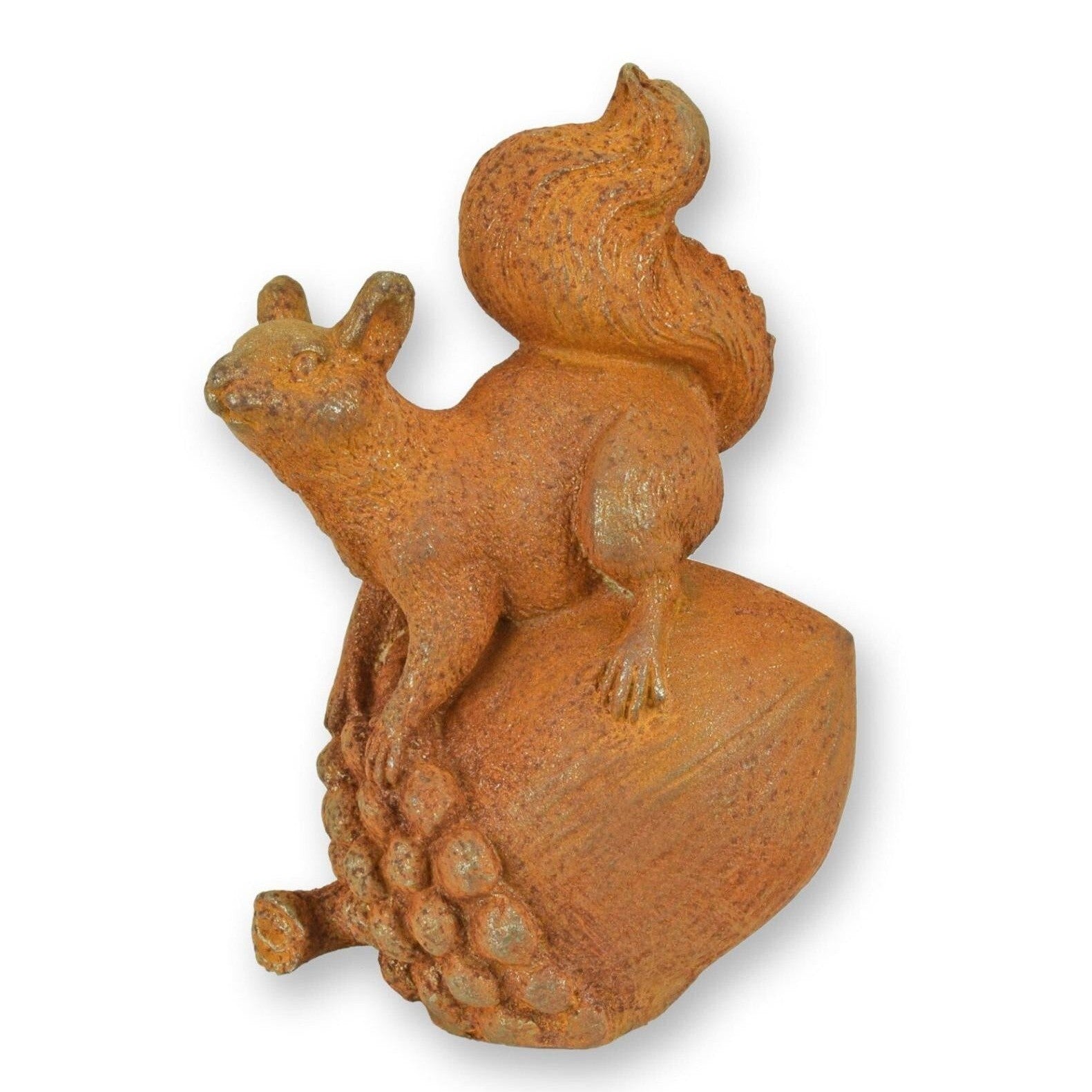 Rusty Cast Iron Figurine of a Squirrel on an Acorn. Home Decor