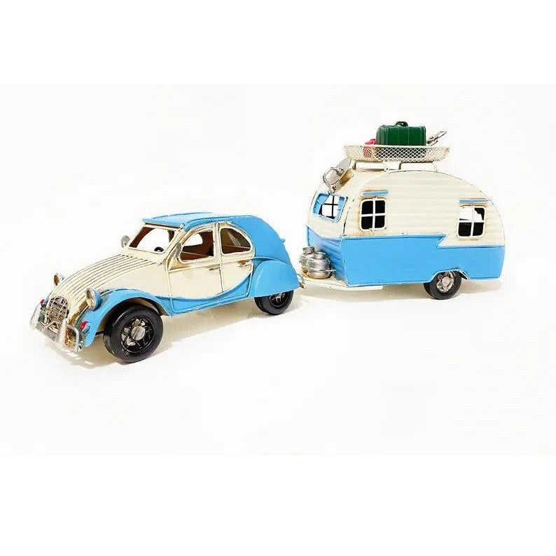 Tin Model of a 2CV with Caravan | Tin & Model Collectibles