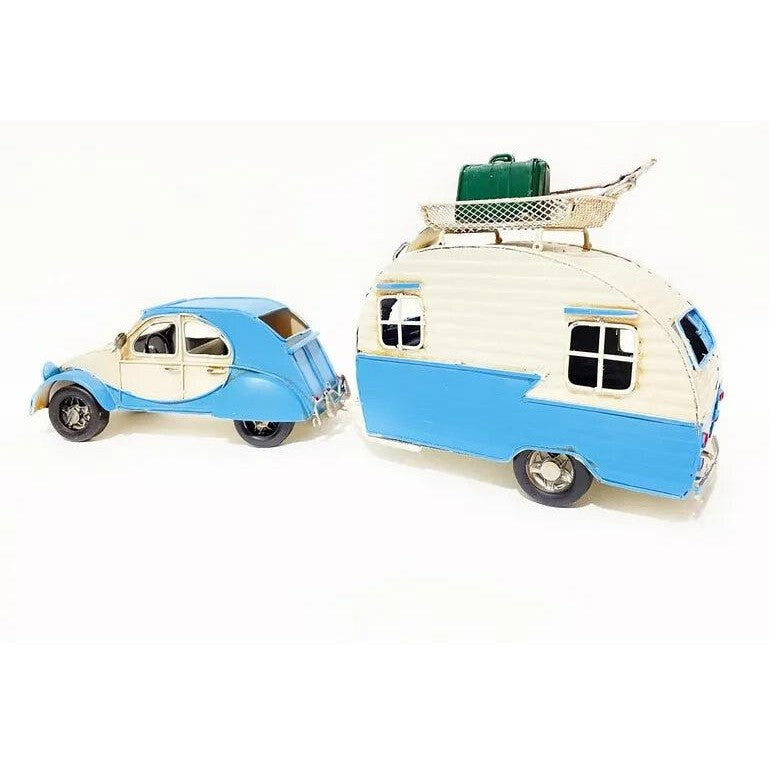 Tin Model of a 2CV with Caravan | Tin & Model Collectibles