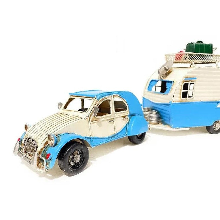 Tin Model of a 2CV with Caravan | Tin & Model Collectibles