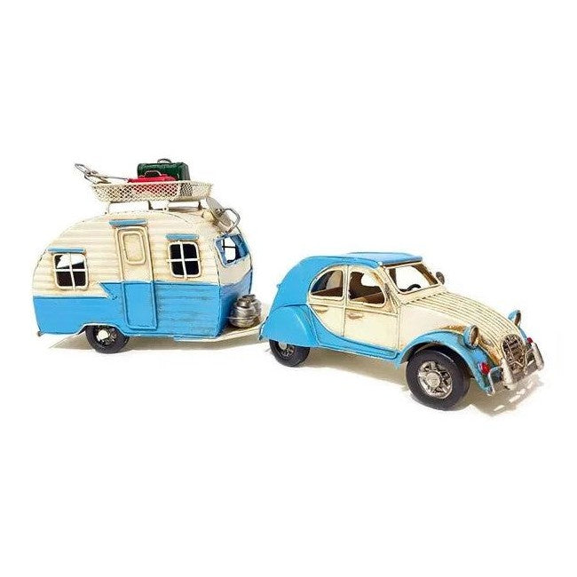 Tin Model of a 2CV with Caravan | Tin & Model Collectibles