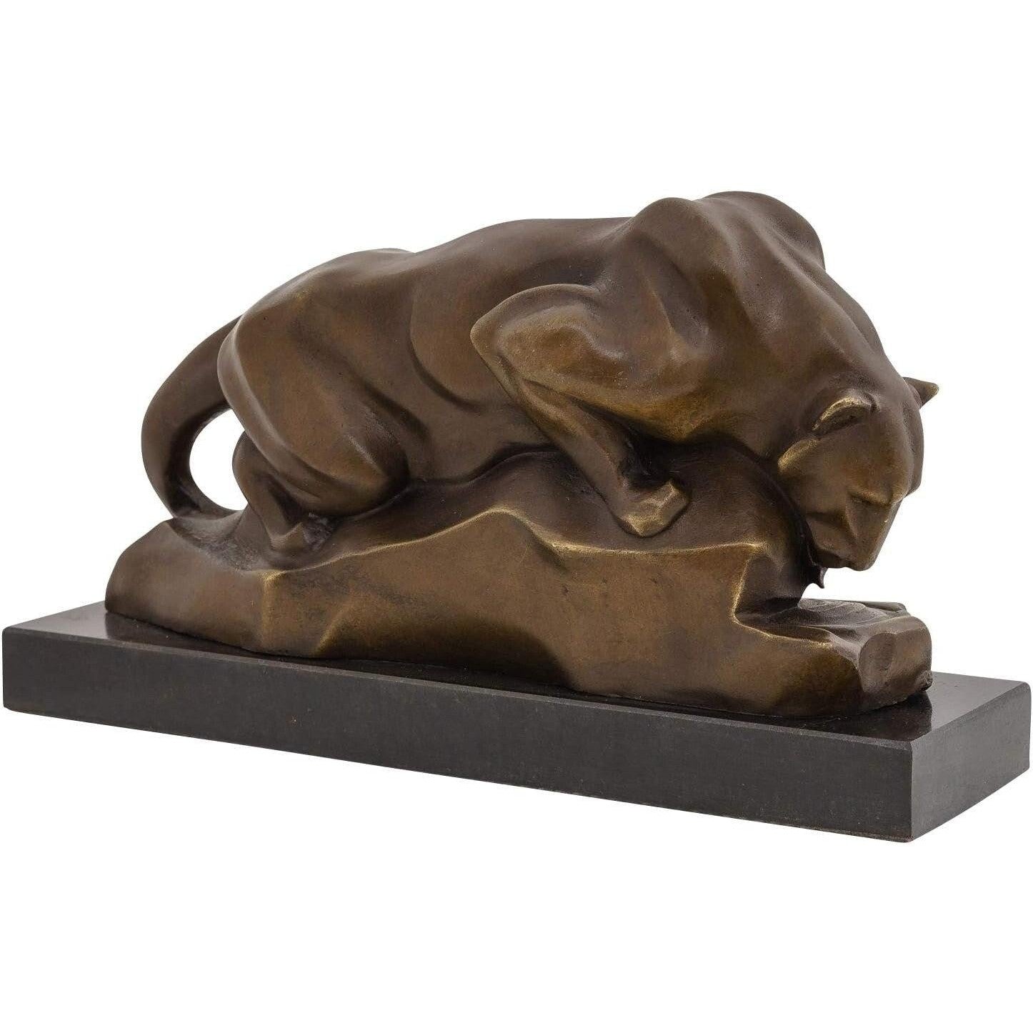 Bronze Sculpture of a Jaguar Cougar at the Water Pool, Figurines & Sta