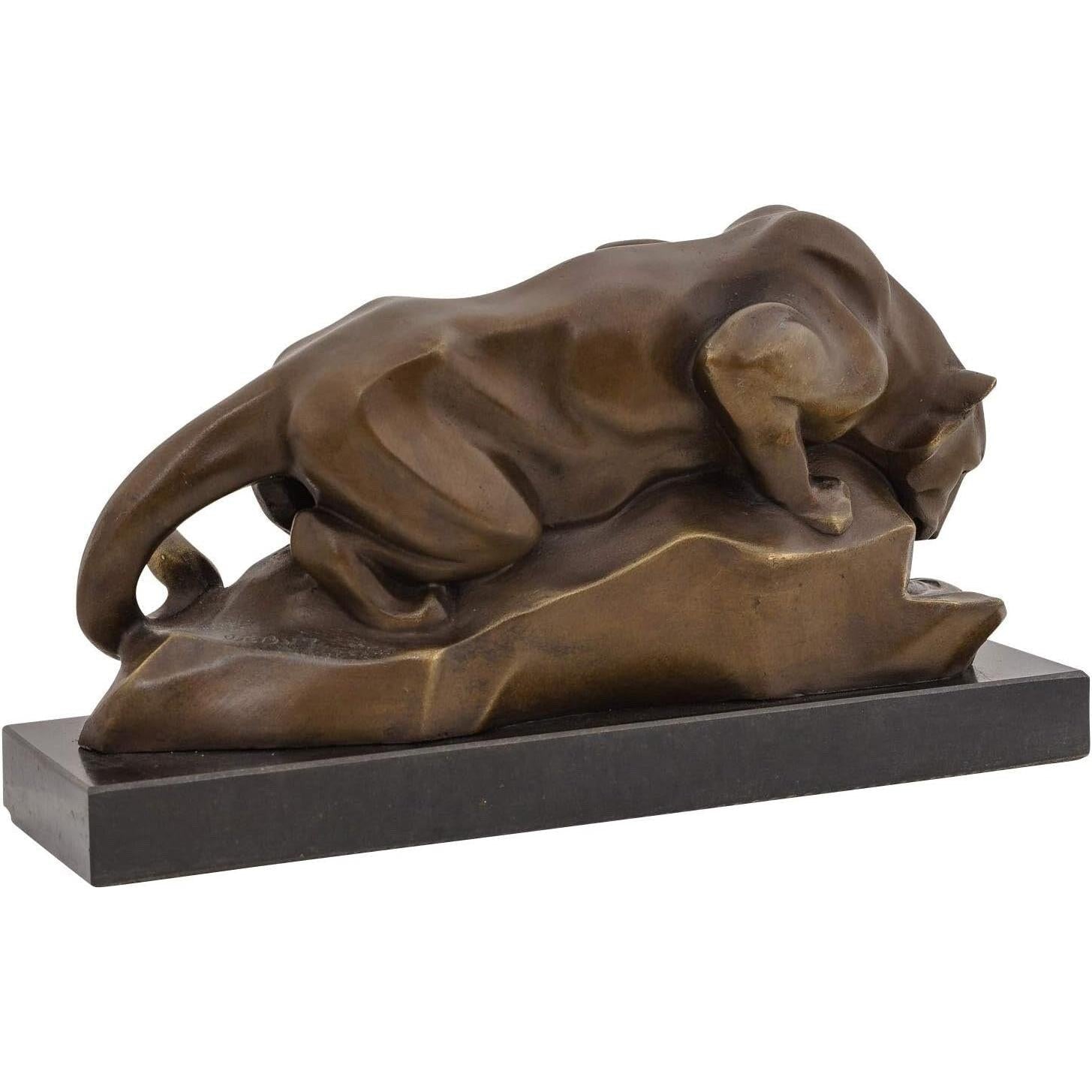 Bronze Sculpture of a Jaguar Cougar at the Water Pool, Figurines & Sta