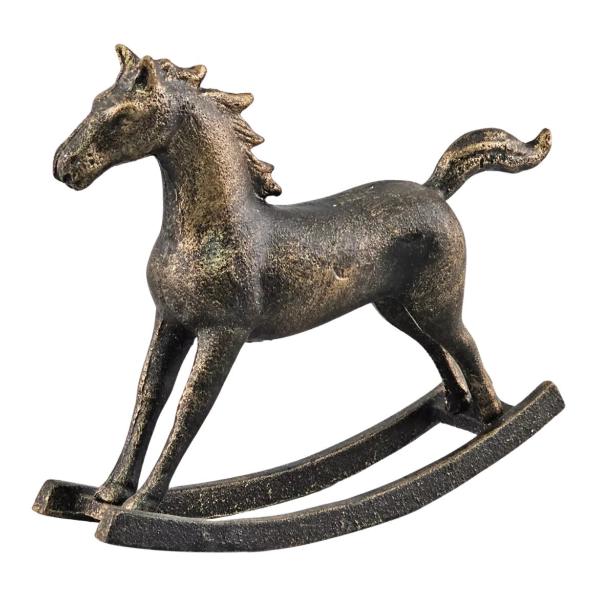 Nostalgic Delight: Handcrafted Cast Iron Rocking Horse, Animal Sculptu