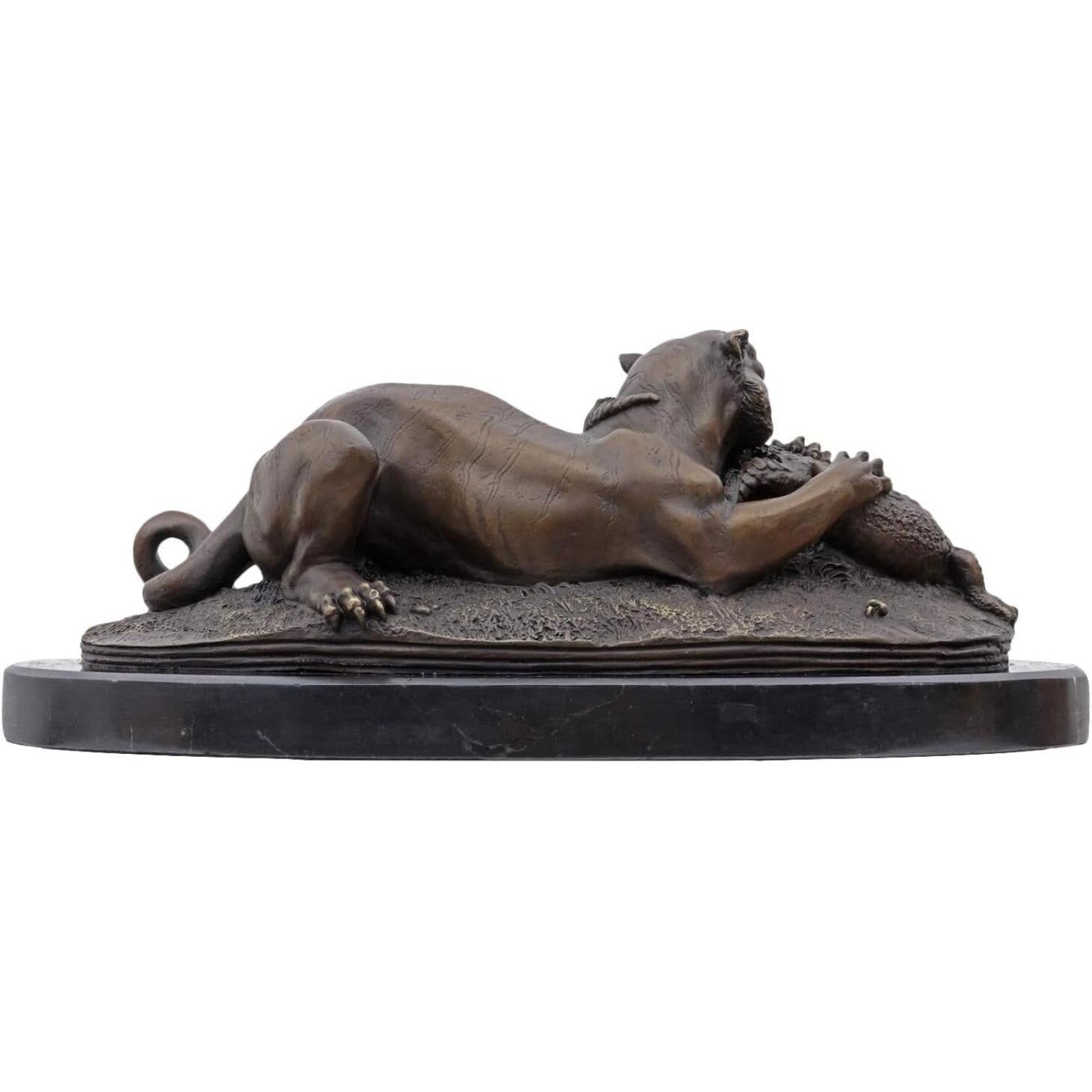 Bronze Sculpture of a Tiger Devouring a Gavial of the Gang. Animal
