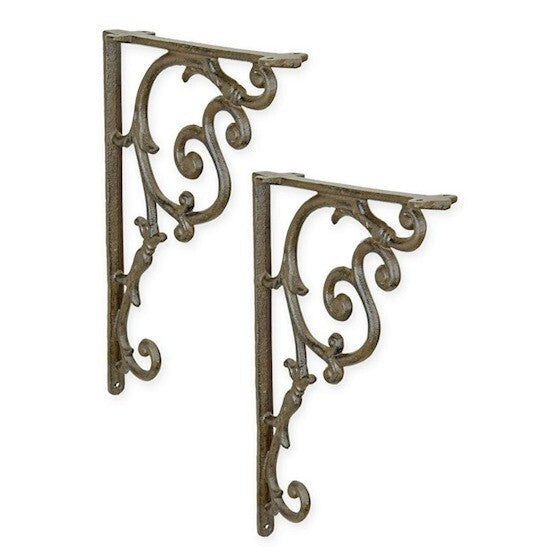 Old-World Style: Pair of Decorative Cast Iron Shelf Brackets