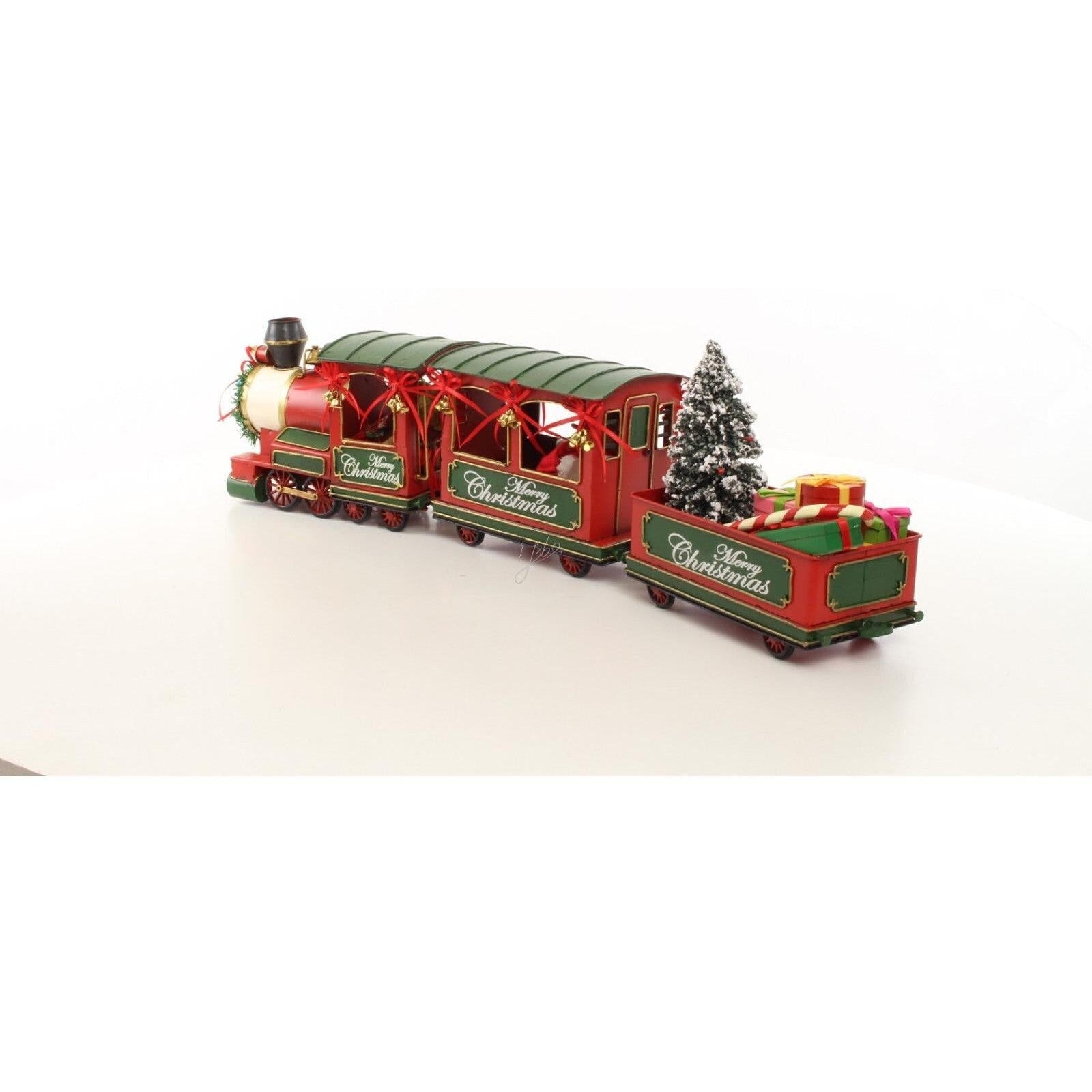 Tin Model of a Locomotive with 2 Wagons in Christmas Style