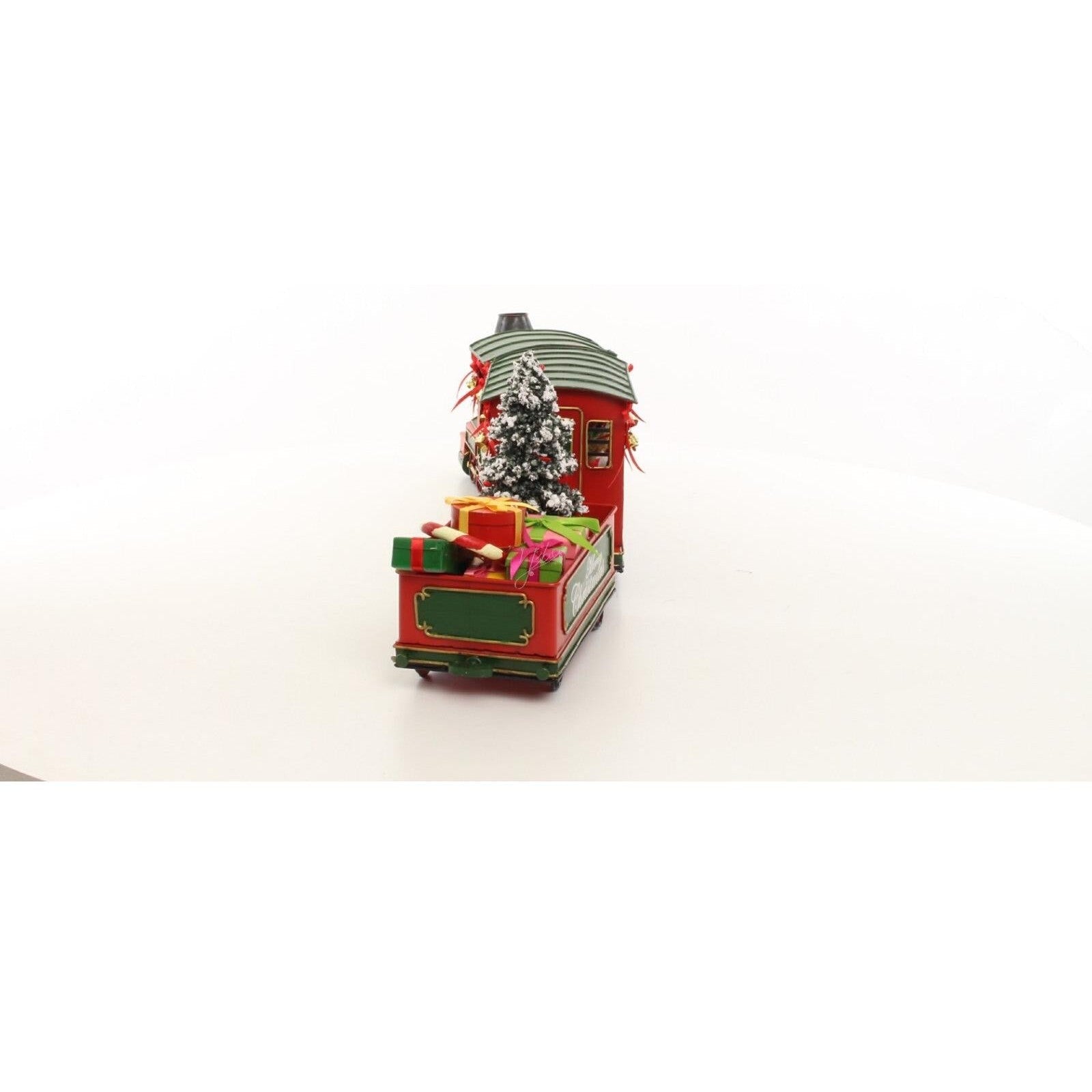 Tin Model of a Locomotive with 2 Wagons in Christmas Style