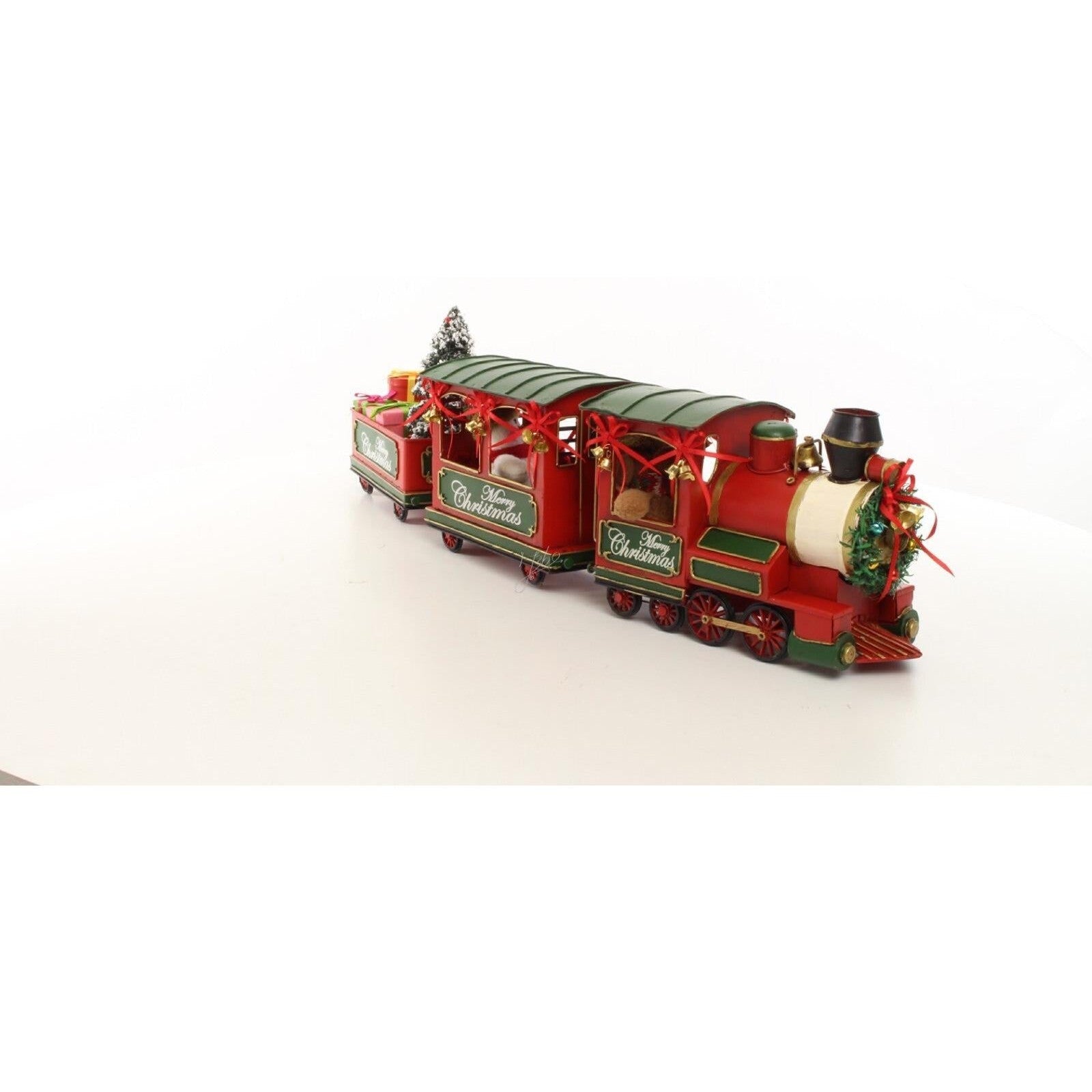 Tin Model of a Locomotive with 2 Wagons in Christmas Style