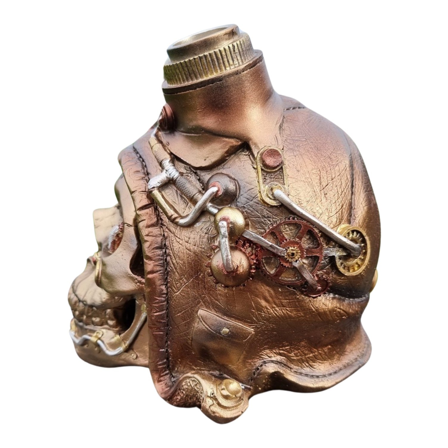 Resin Steampunk Skull with Goggles and Mechanical Detailing