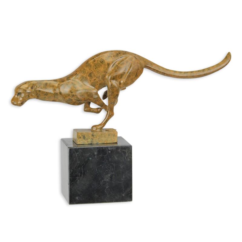 Crouching Cheetah Sculpture | Handcrafted Bronze Decor | Gift Idea