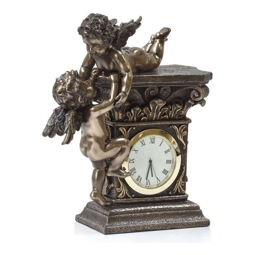 Art nouveau Clock with Angels Cupid.Art nouveau Desk Clock with Cherub